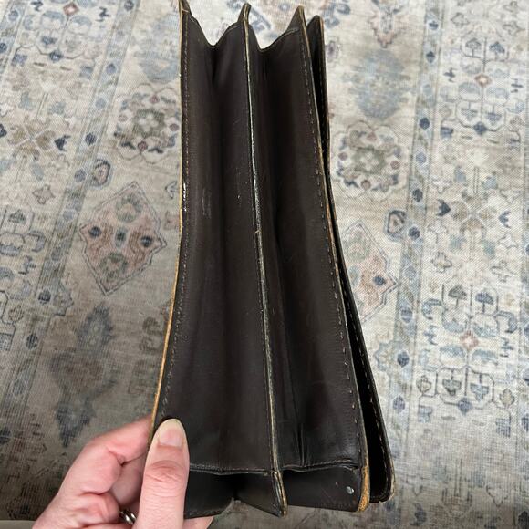 Vintage 50s Del Taglia Italian Leather Top Handle Bag Brown Structured Handbag - Picture 14 of 14